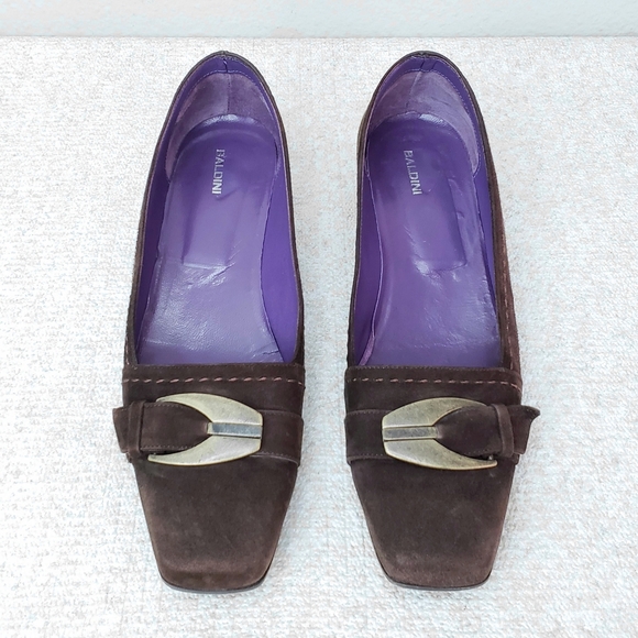 BALDINI Vintage Brown Suede Heels US 9 Pumps Italy - Picture 5 of 9